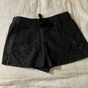 LOFT black lace shorts with front tie, size 6